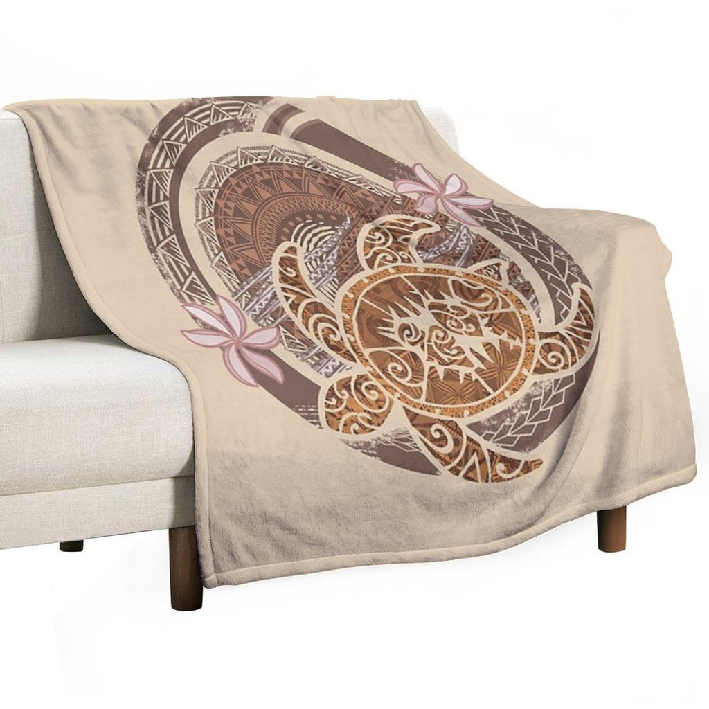 Vintage Circular Samoan Turtle Dive Premium Throw Blanket