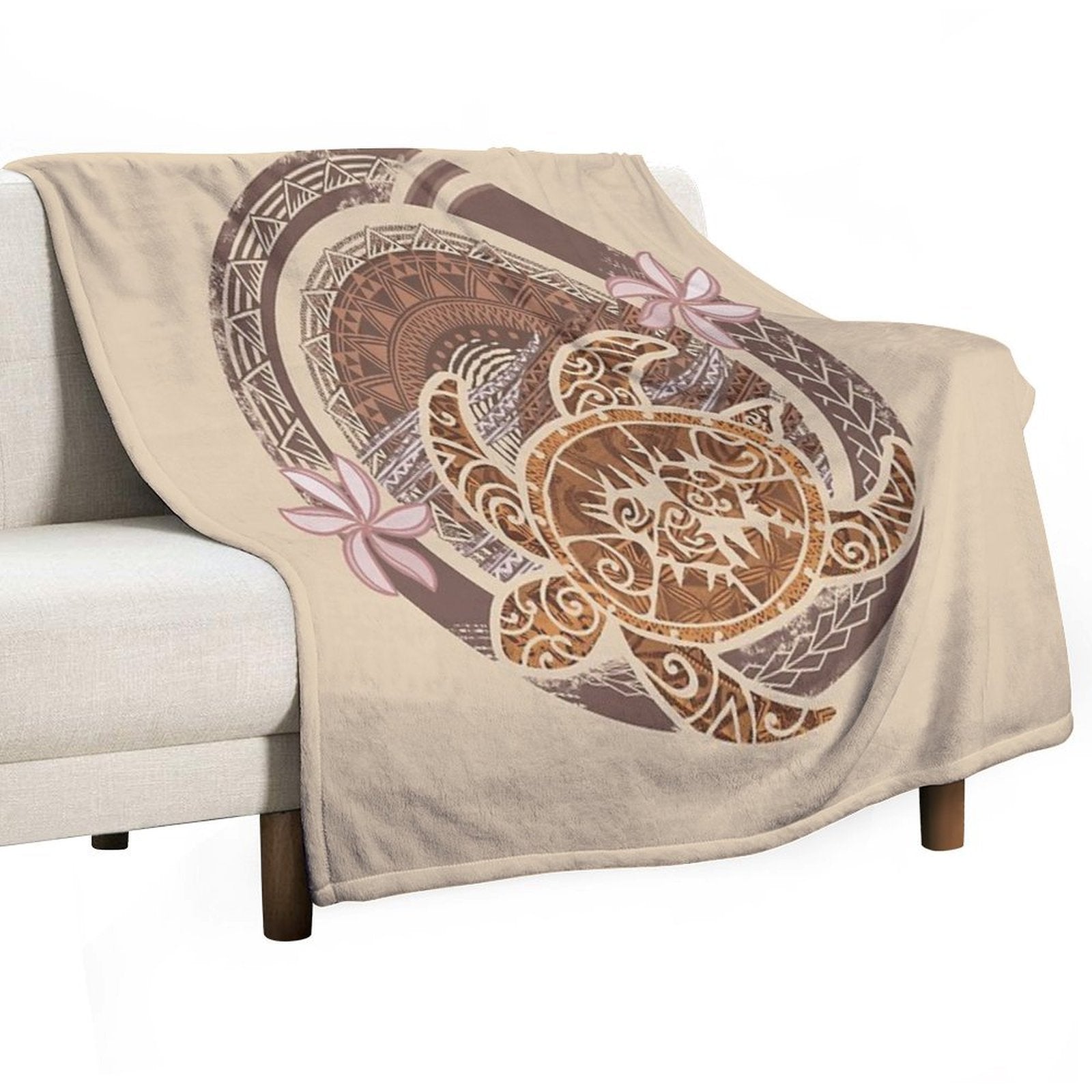 Vintage Circular Samoan Turtle Dive Premium Throw Blanket