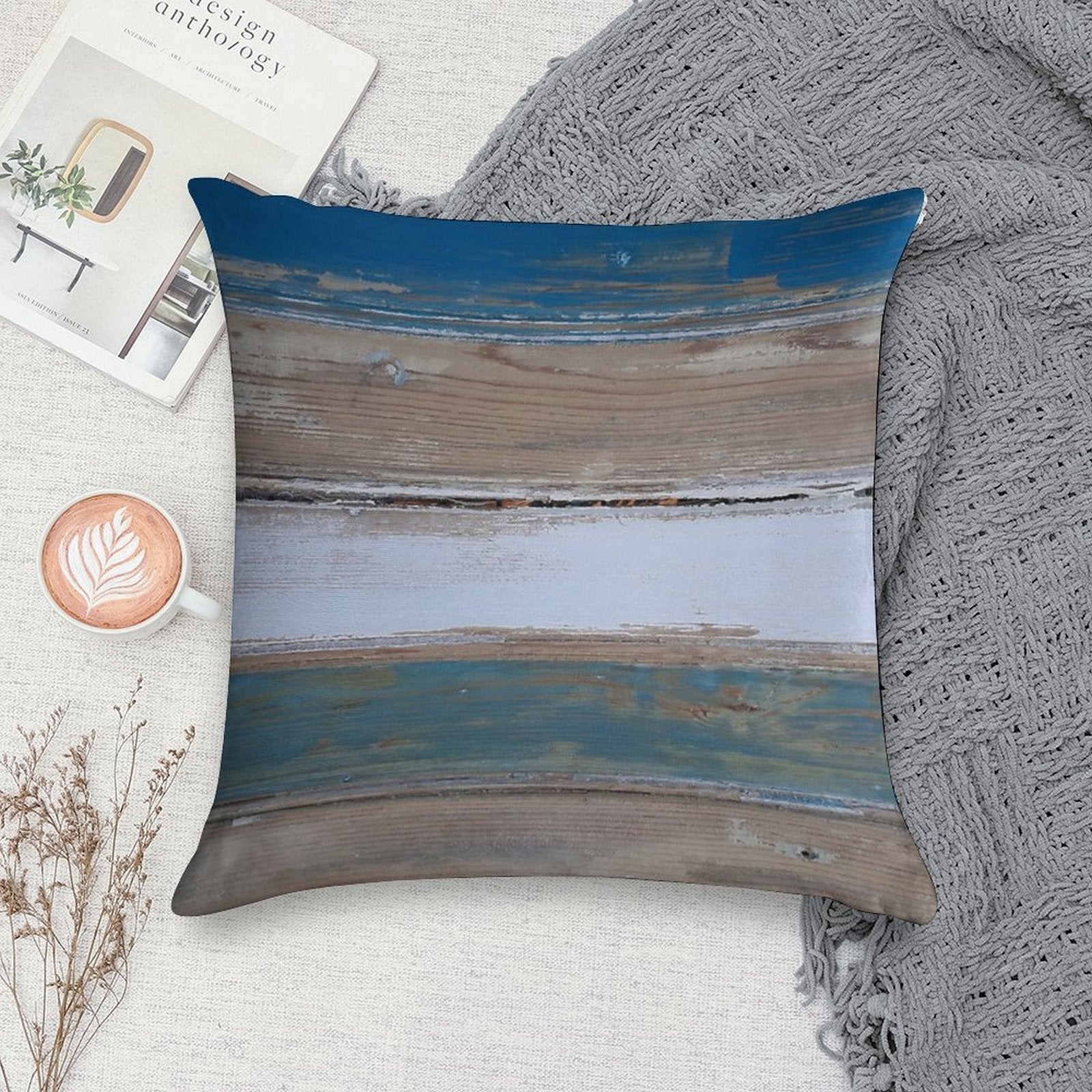Beach Decor Five Stripes Soft Durable Construction Throw Pillow