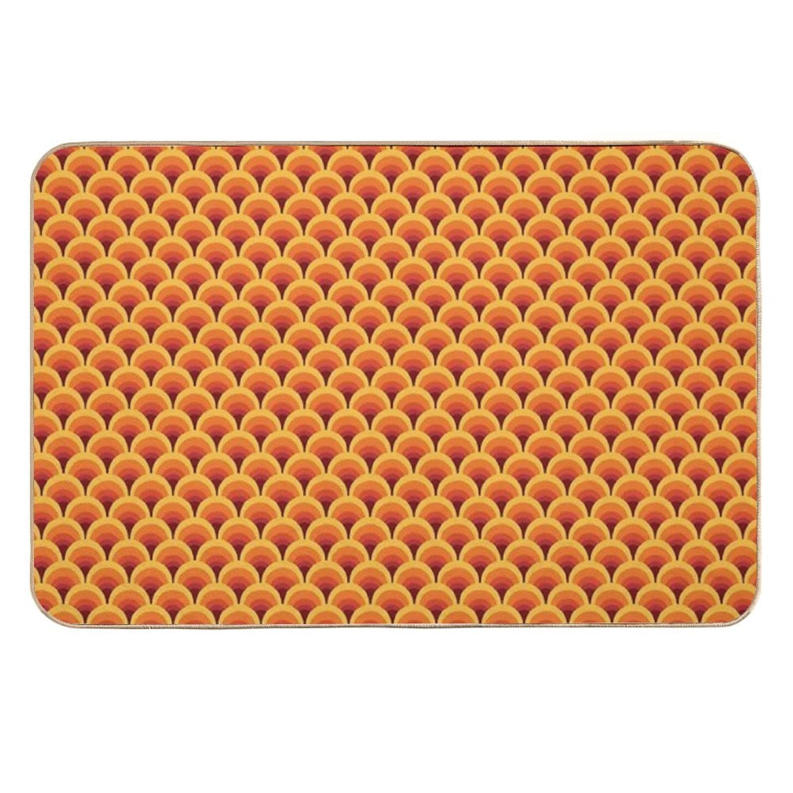Orange Wave Gradient Retro Pattern  Dirt-Trapping Bath Mat