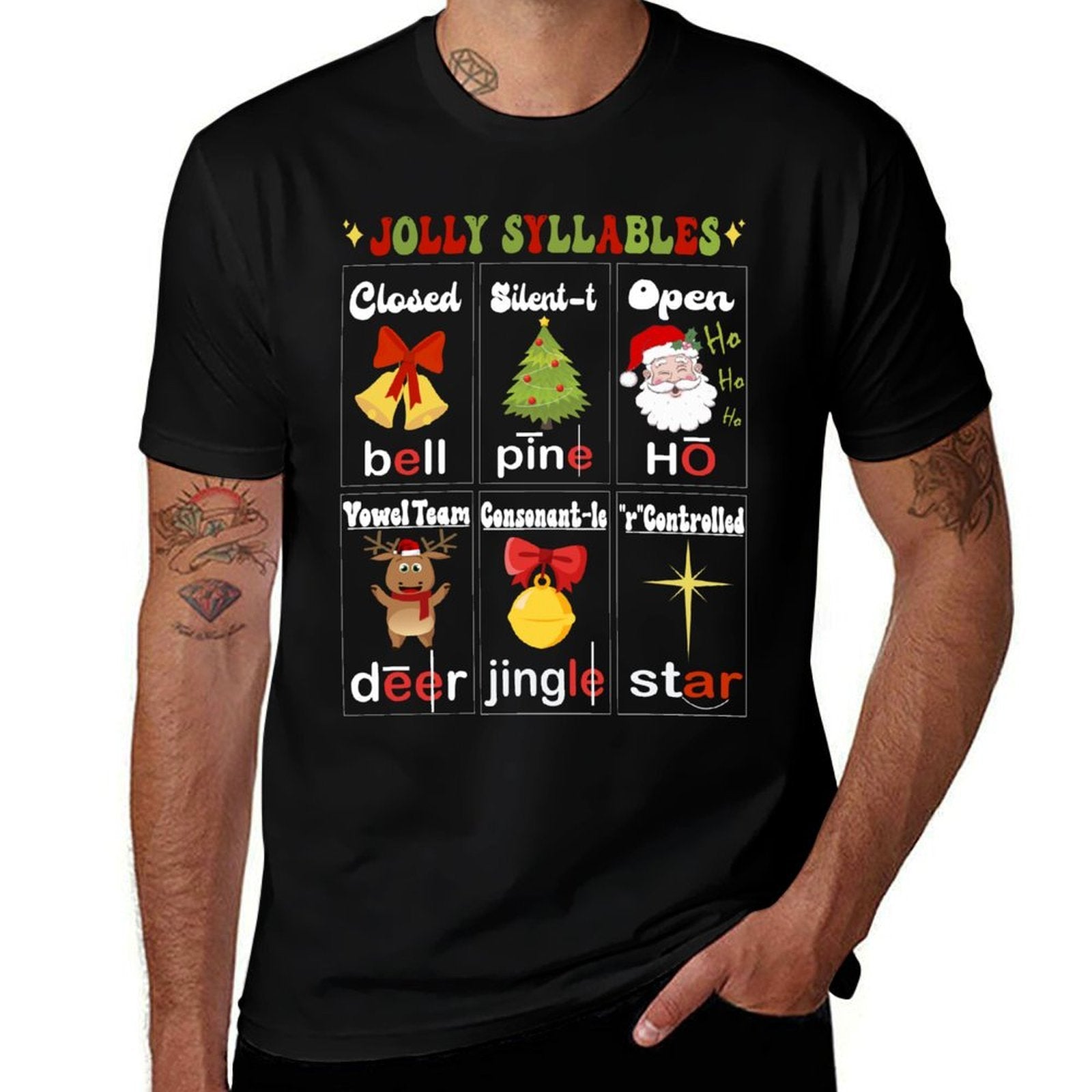 Christmas Reading Teacher Syllable Types Reading Teacher  Cotton T-Shirt