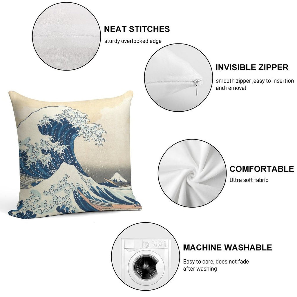 The Great Wave Off Kanagawa Soft Warmth Comfort Throw Pillow