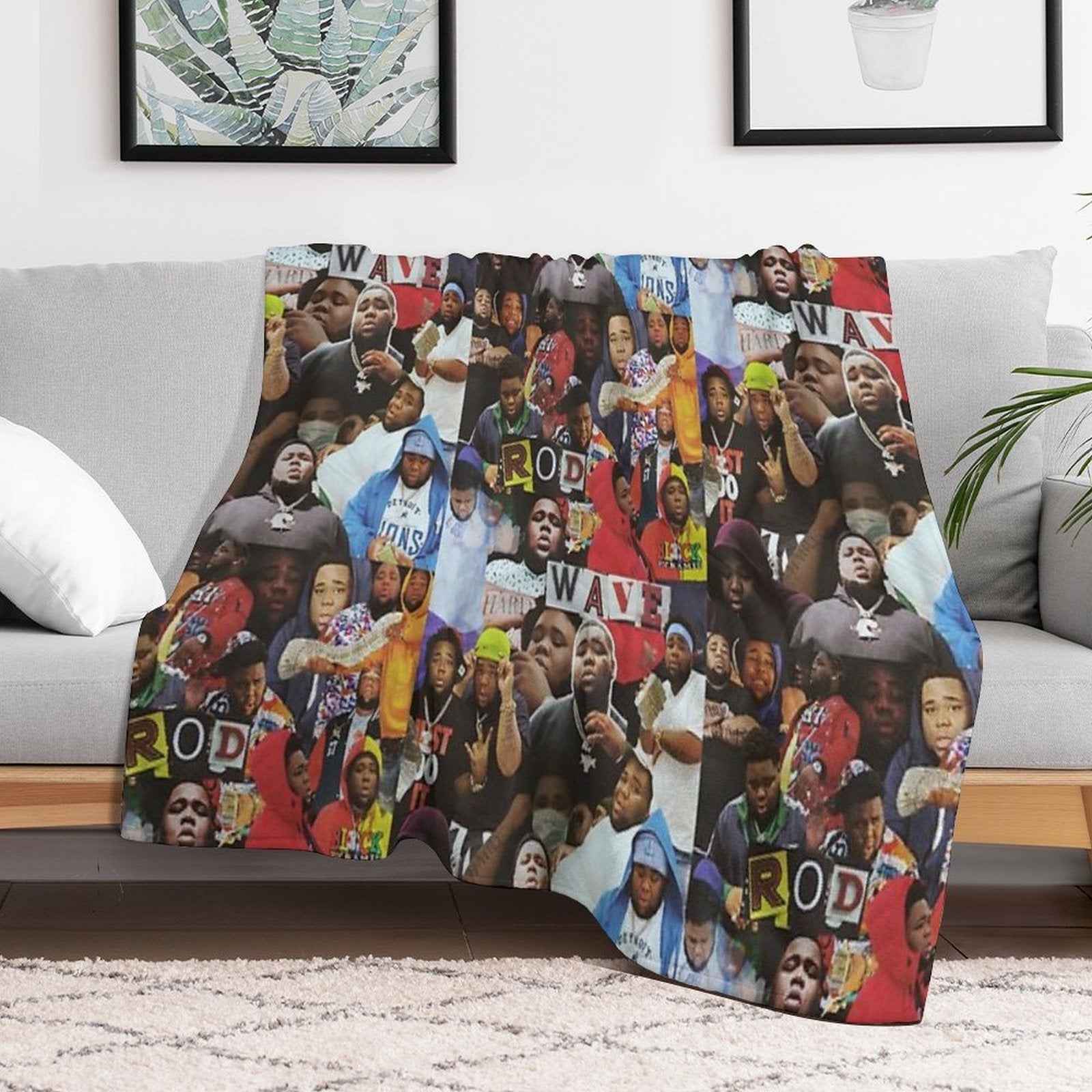 Rod Wave Collage Eco-conscious Throw Blanket