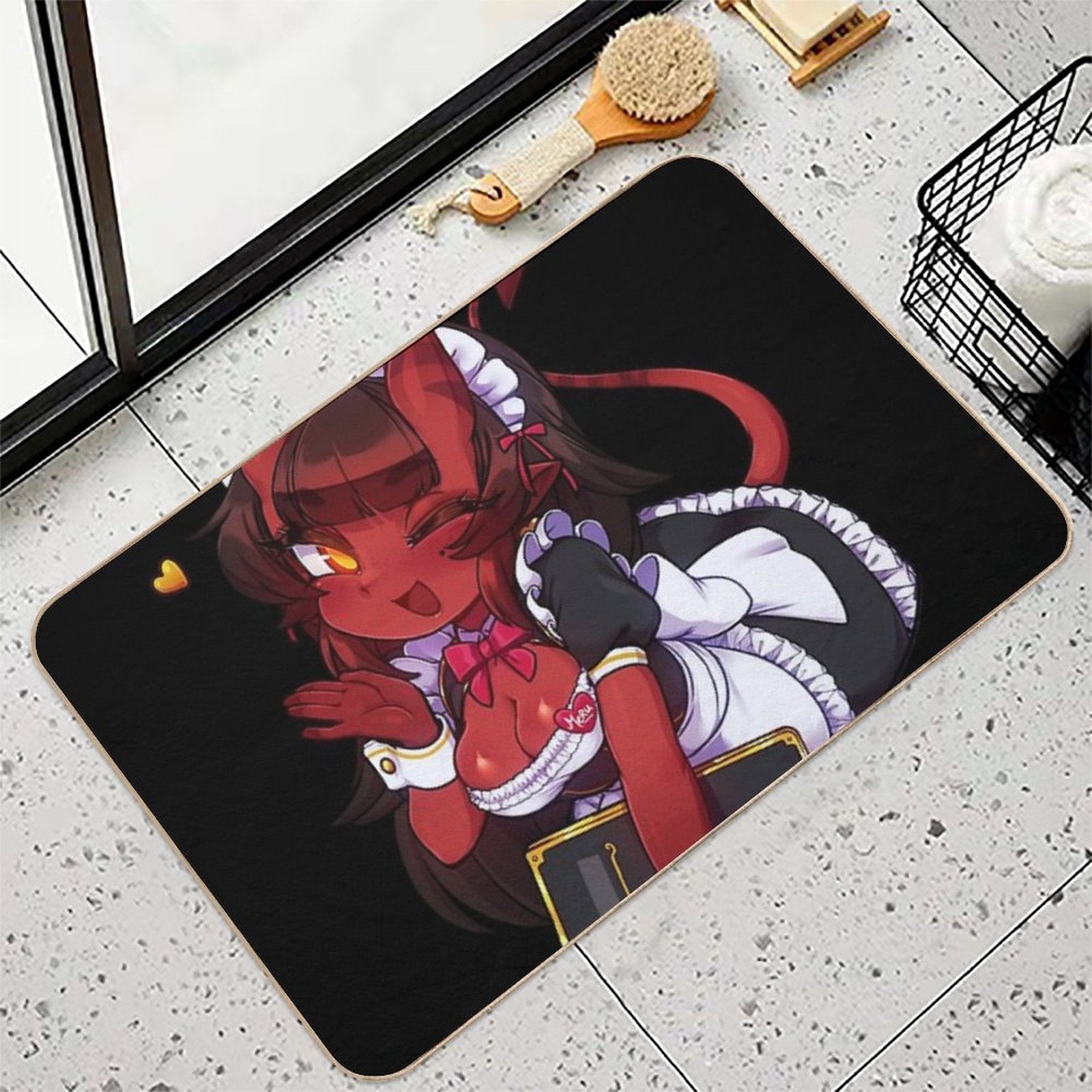 Meru The Succubus Chibi Sexy Maid  Versatile Bath Mat