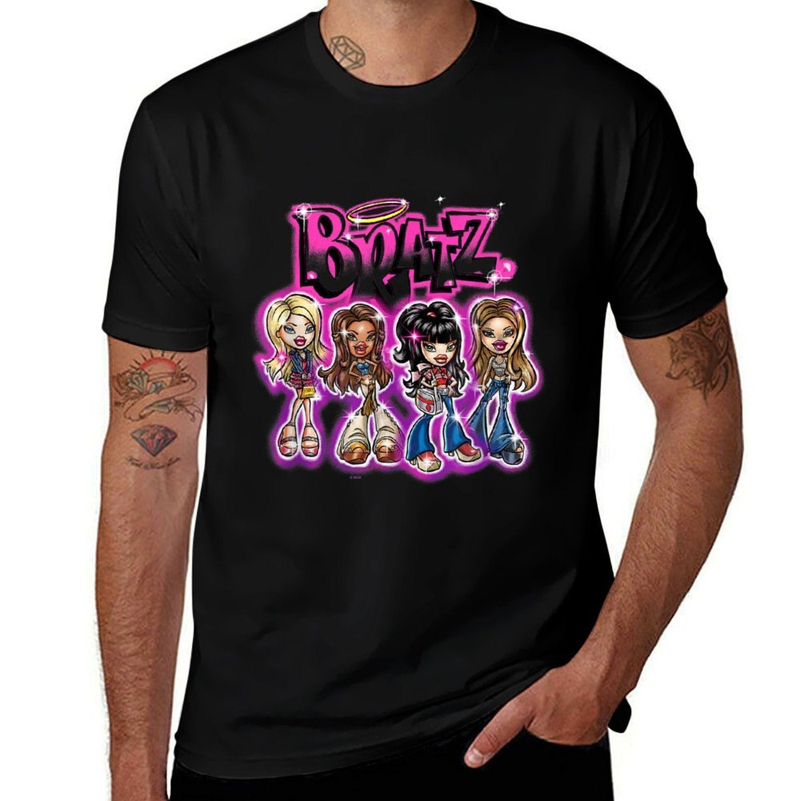 Bratz Dolls With Style Group Shot Retro Big Chest Poster  Durable T-Shirt
