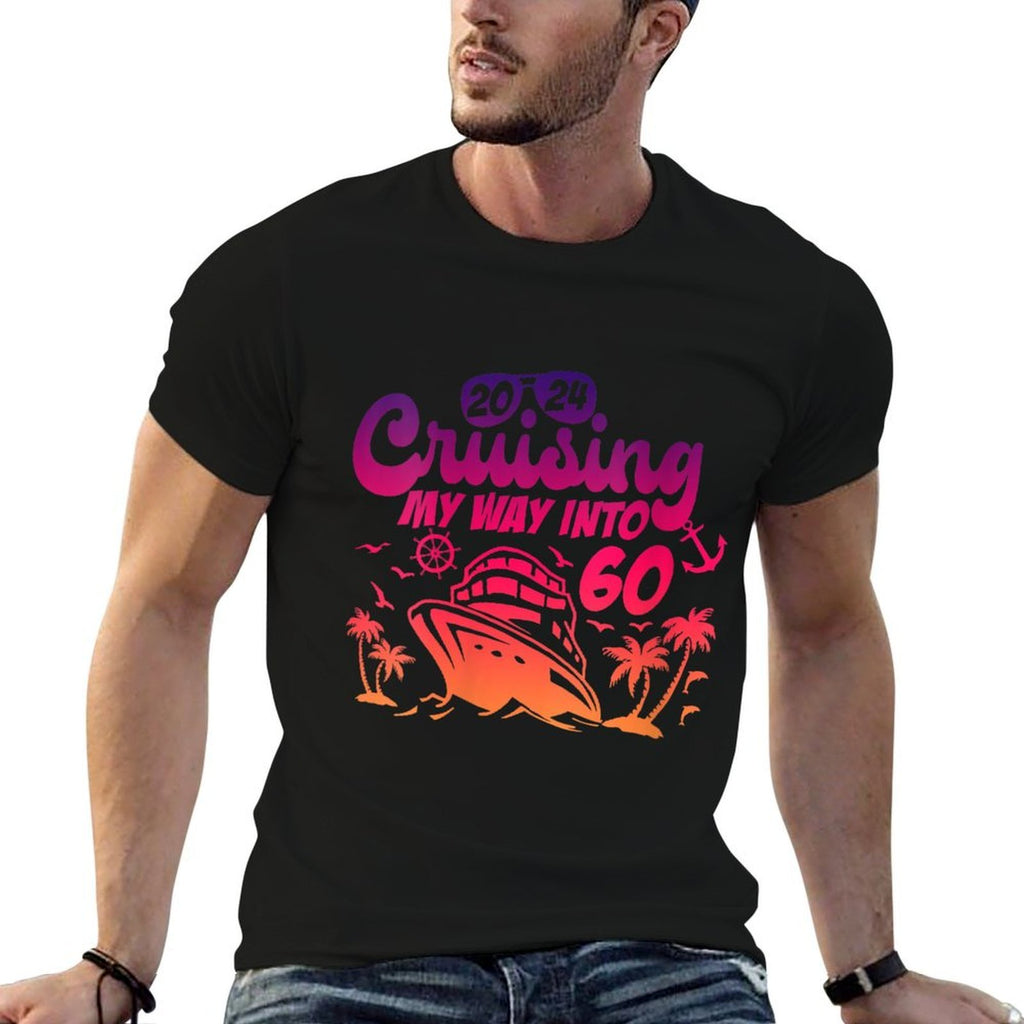 Womens Cruising My Way Into 60 Funny 60th Birthday Vacation Trip  Graphic-printed T-Shirt
