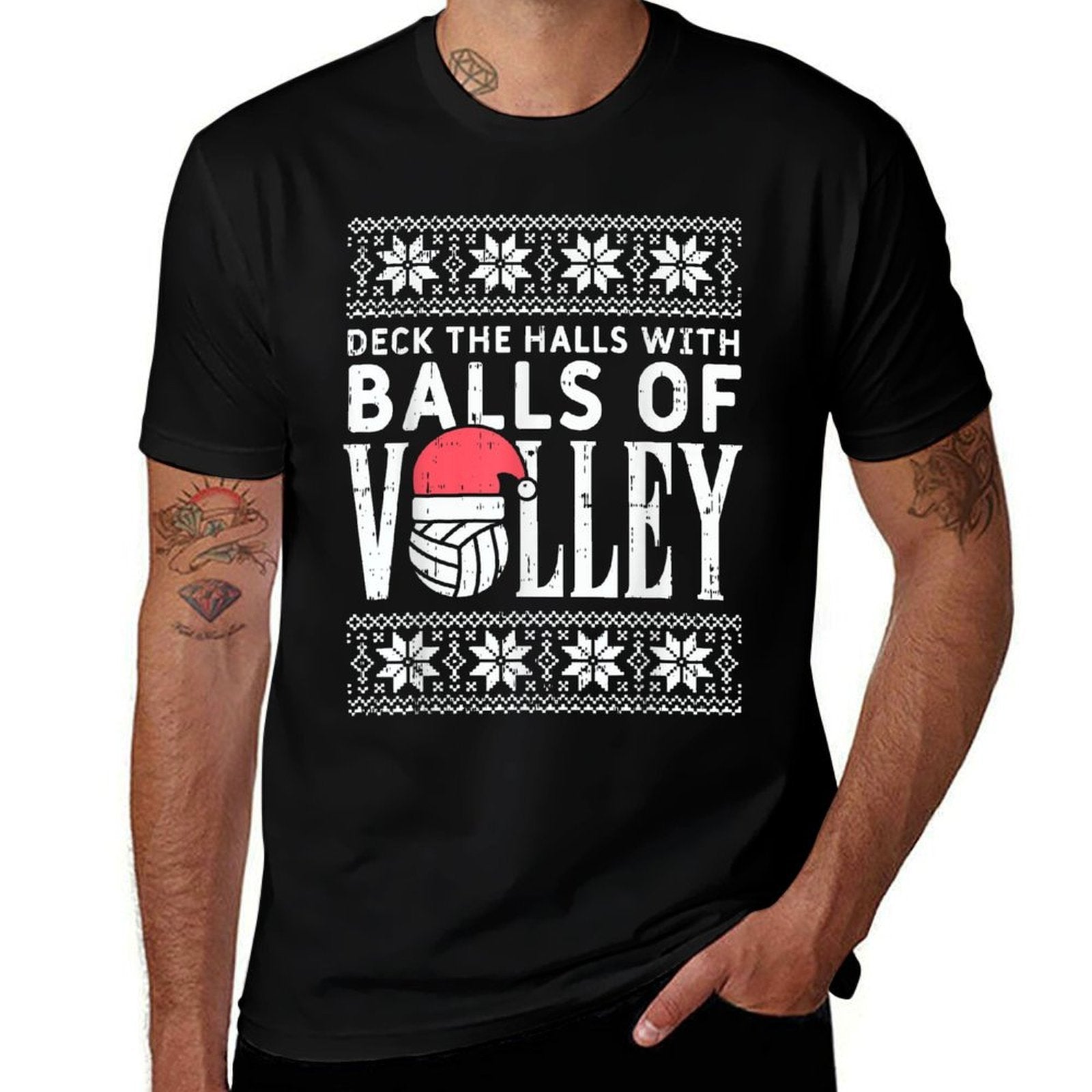 Balls Of Volley Xmas Volleyball Ugly Christmas Sweater Gift  Vintage-inspired T-Shirt
