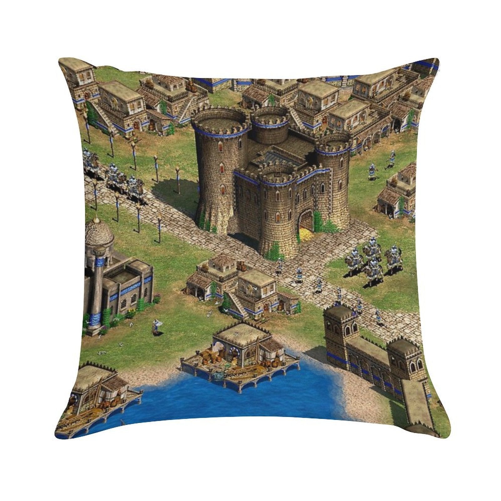 Age of Empires 2 Oriental Town Soft Durable Construction Throw Pillow