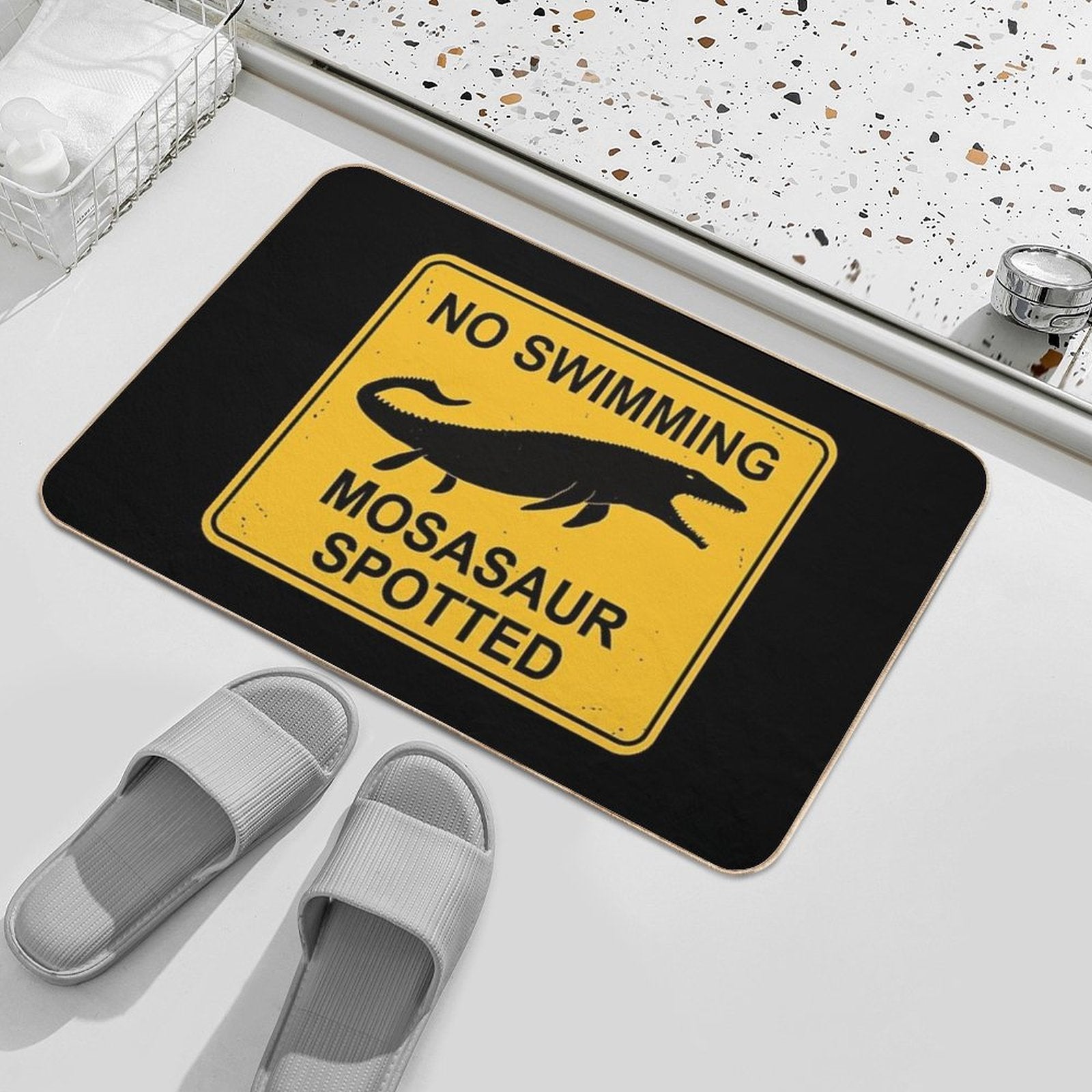Mosasaur - No Swimming!  Anti-Trip Bath Mat