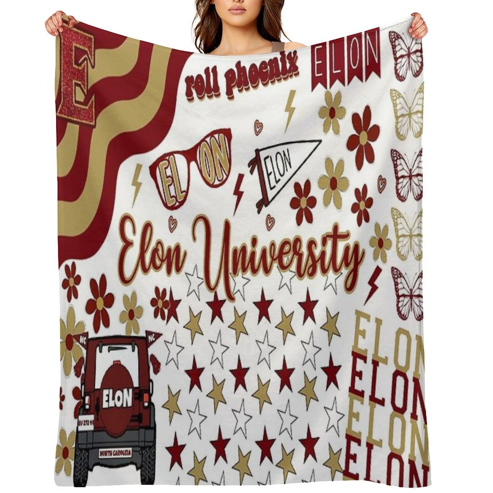 Elon Collage Quick-dry Throw Blanket
