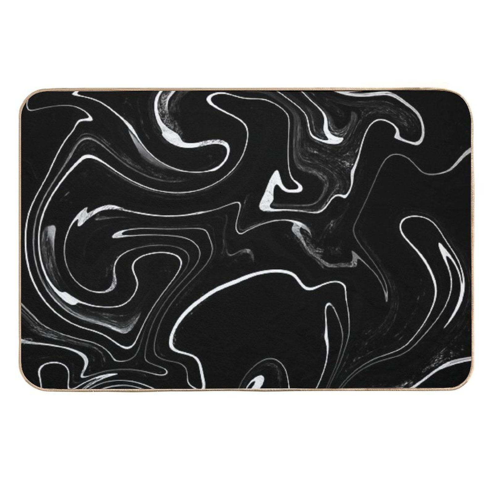 Marble Liquid Black Texture  Non-Slip Bath Mat