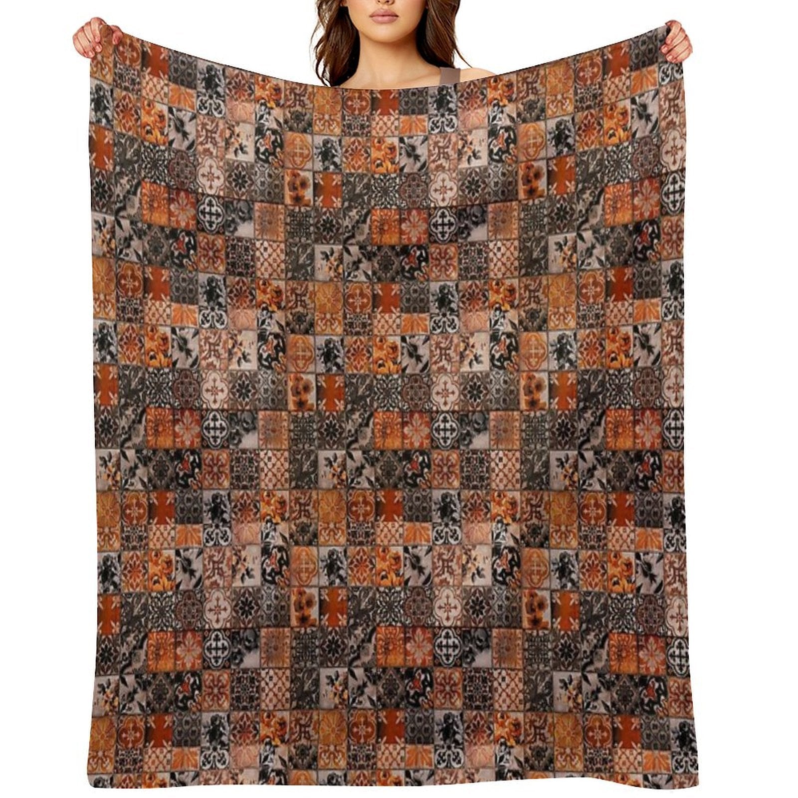 Orange Ornate Durable Throw Blanket