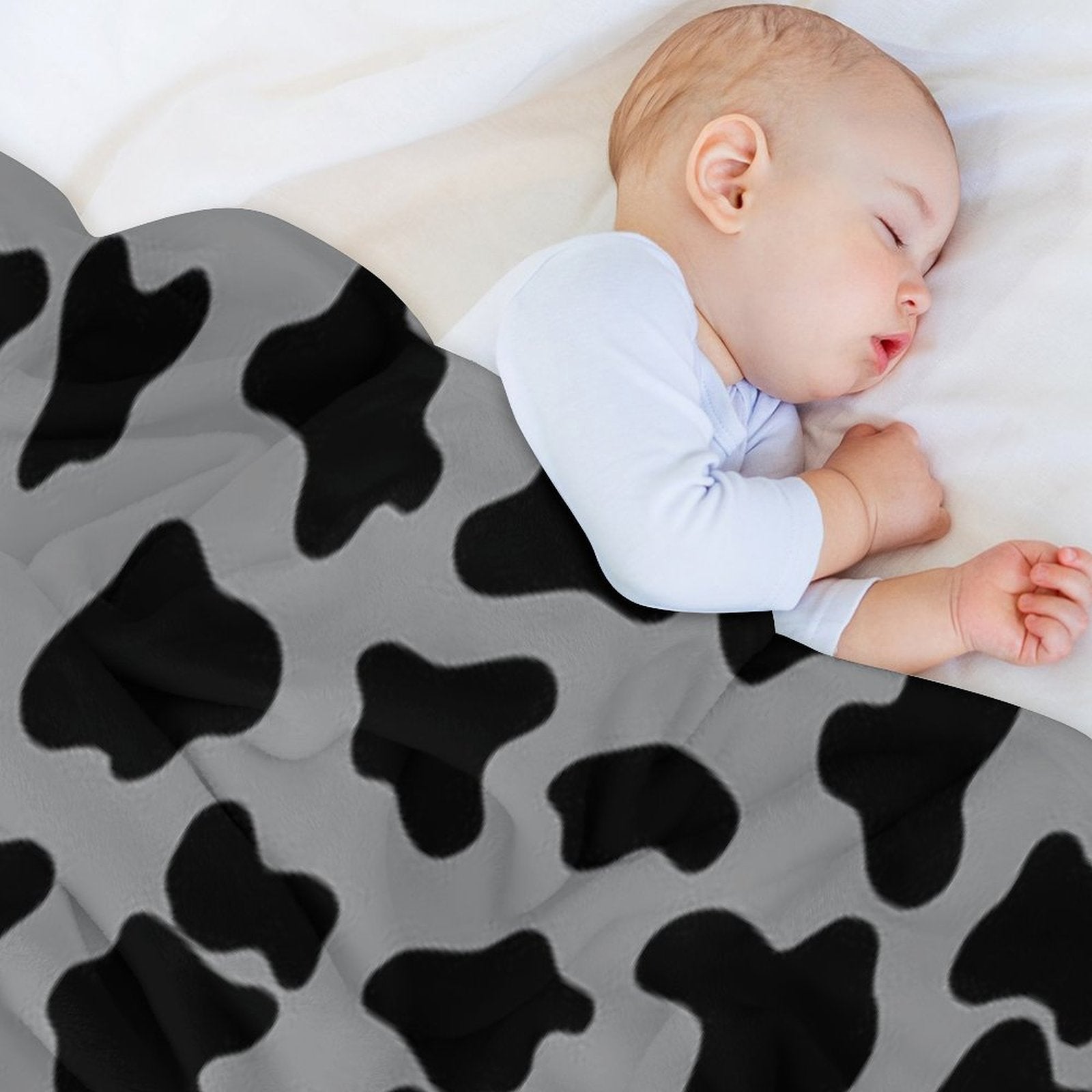 Cow Animal Print Pattern Black And Grey Gift-ready Throw Blanket