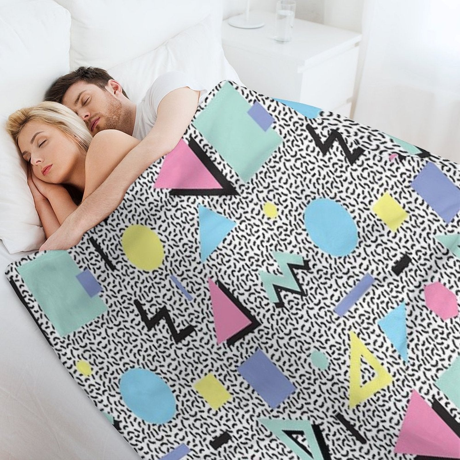 Eighties Memphis Pattern Design Wrinkle-free Throw Blanket