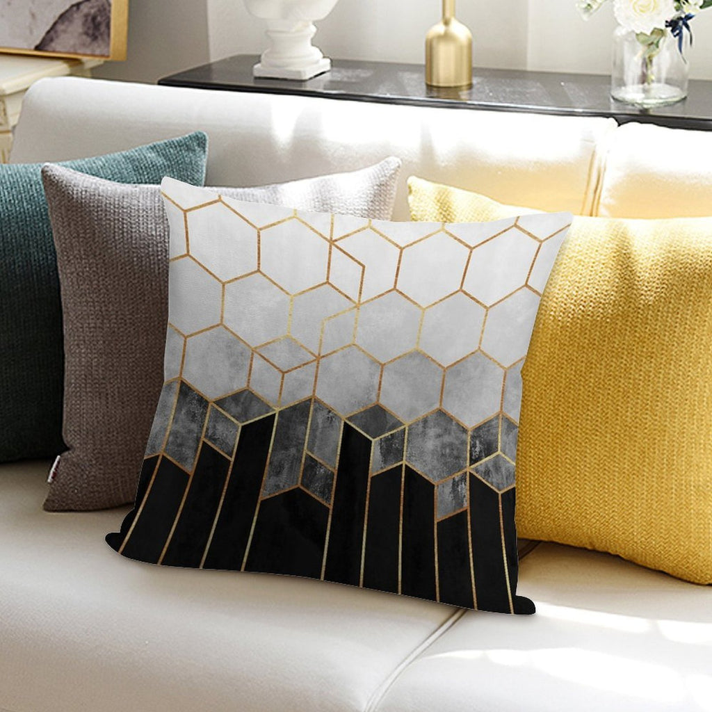 Charcoal Hexagons Soft Warmth Comfort Throw Pillow