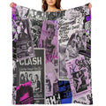 Punk Rock Bands Flyers Collage Aesthetic Punk Colors Eco-conscious Throw Blanket
