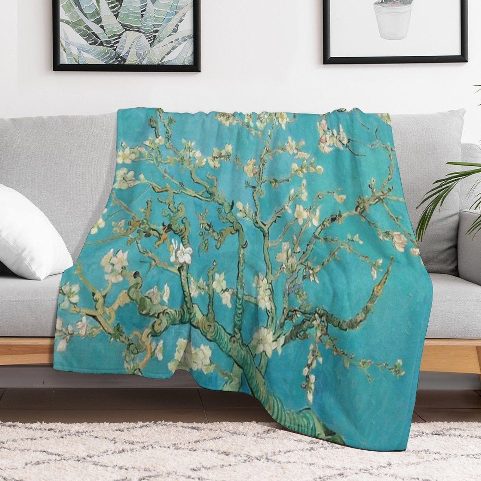 Almond Blossoms by Vincent Van Gogh Multi-functional Throw Blanket