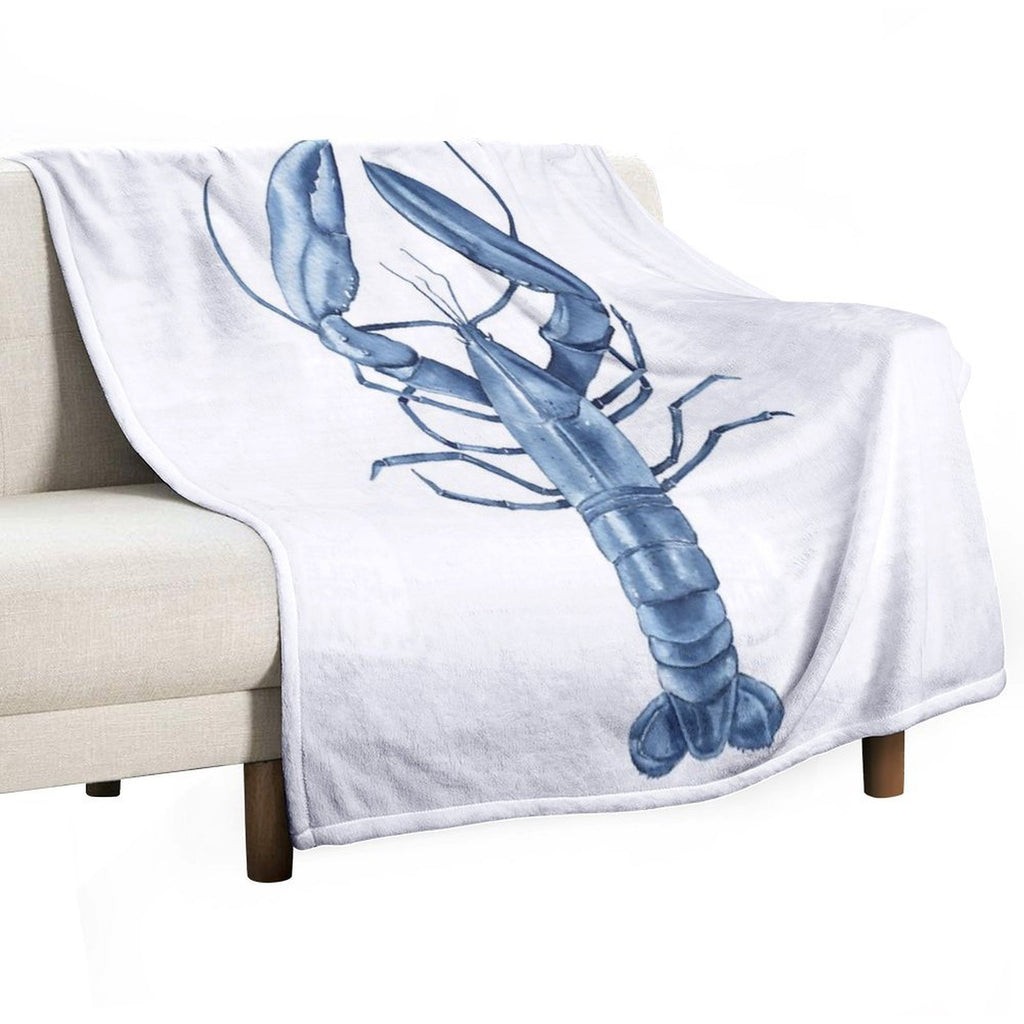 Blue Watercolor Lobster Eco-conscious Throw Blanket