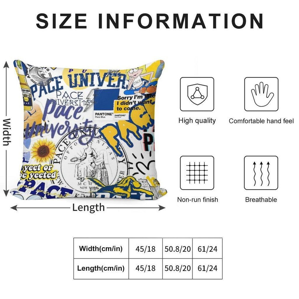 Pace University Collage Artwork Soft Luxury Feel Throw Pillow