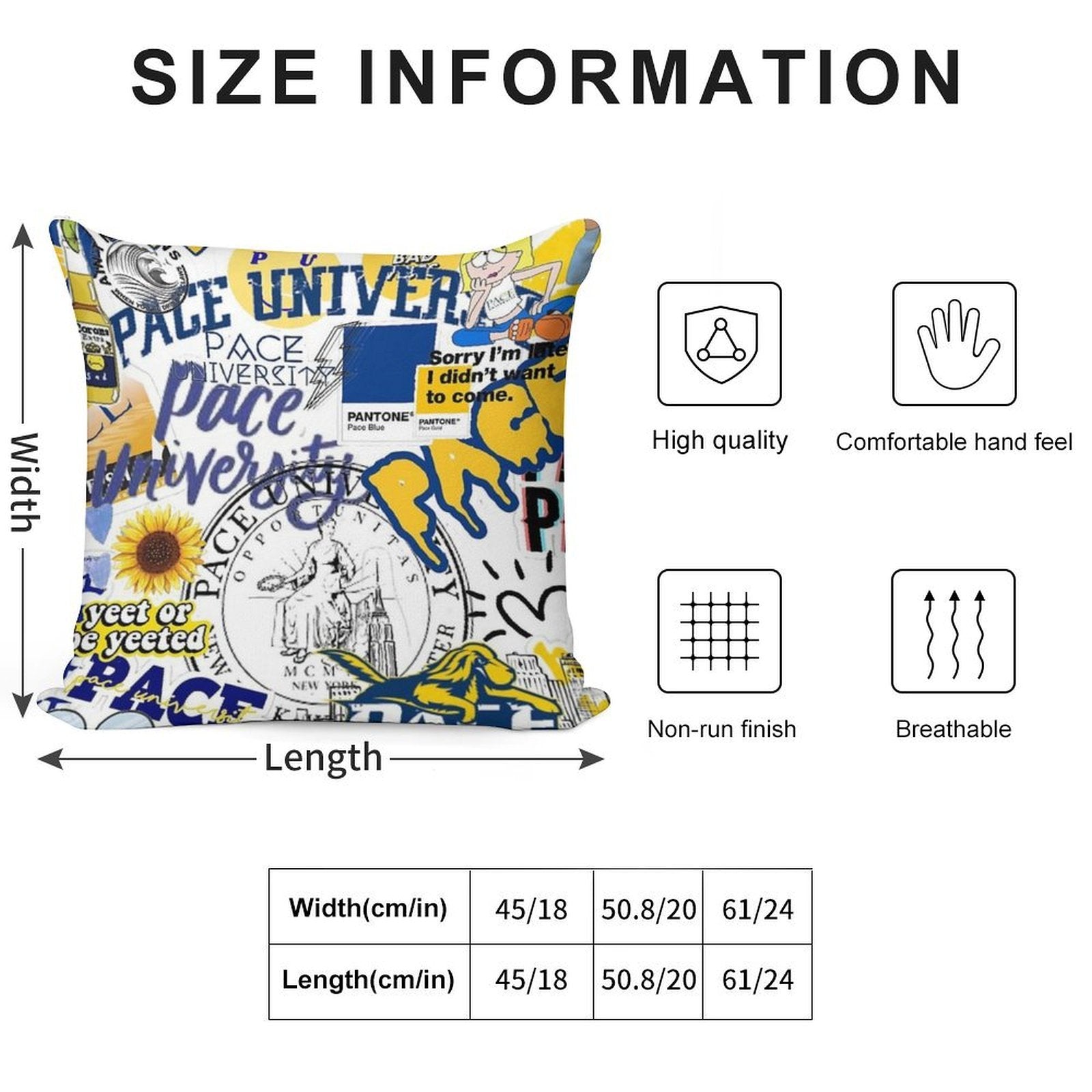 Pace University Collage Artwork Soft Luxury Feel Throw Pillow