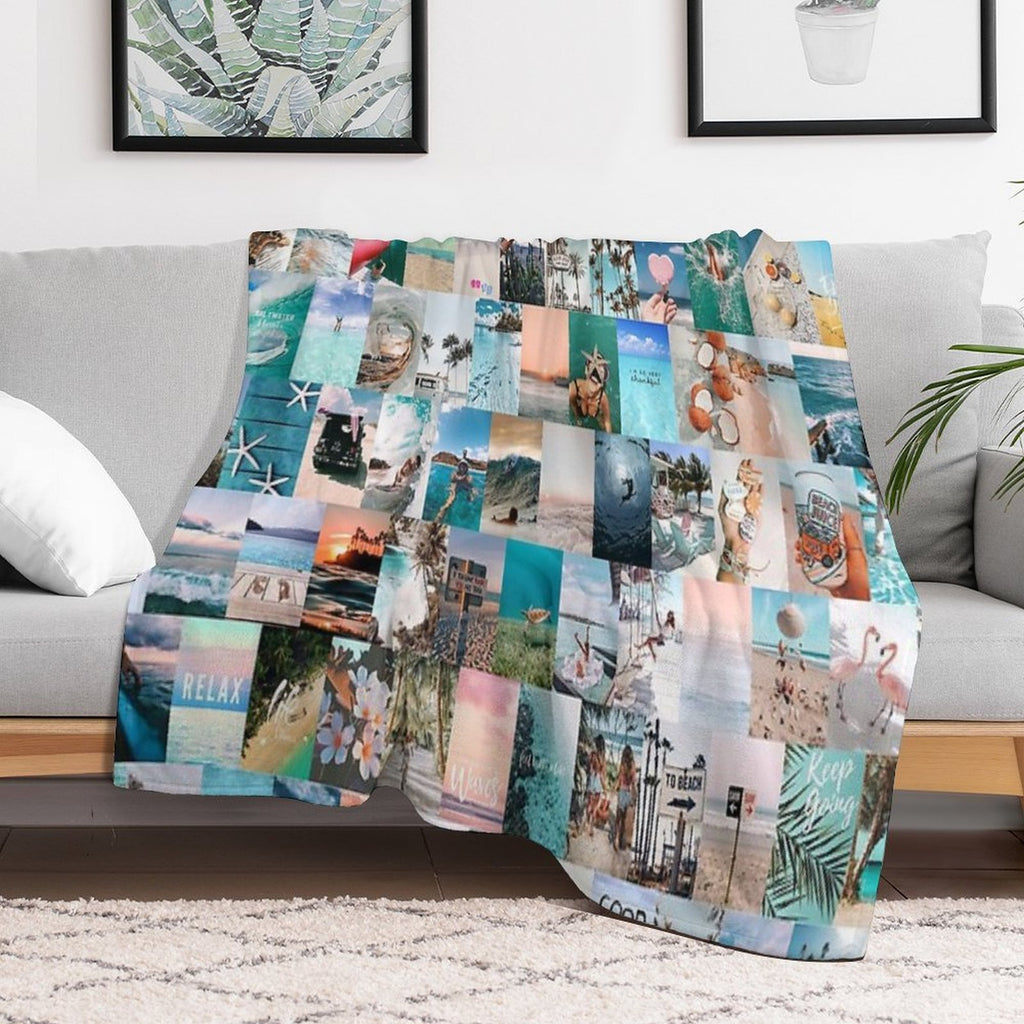 Beach Aesthetic Collage Durable Throw Blanket