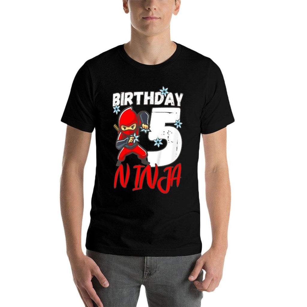 Kids Birthday Ninja 5 Year Old Boy Ninja Birthday 5 Th Boy  Graphic-printed T-Shirt