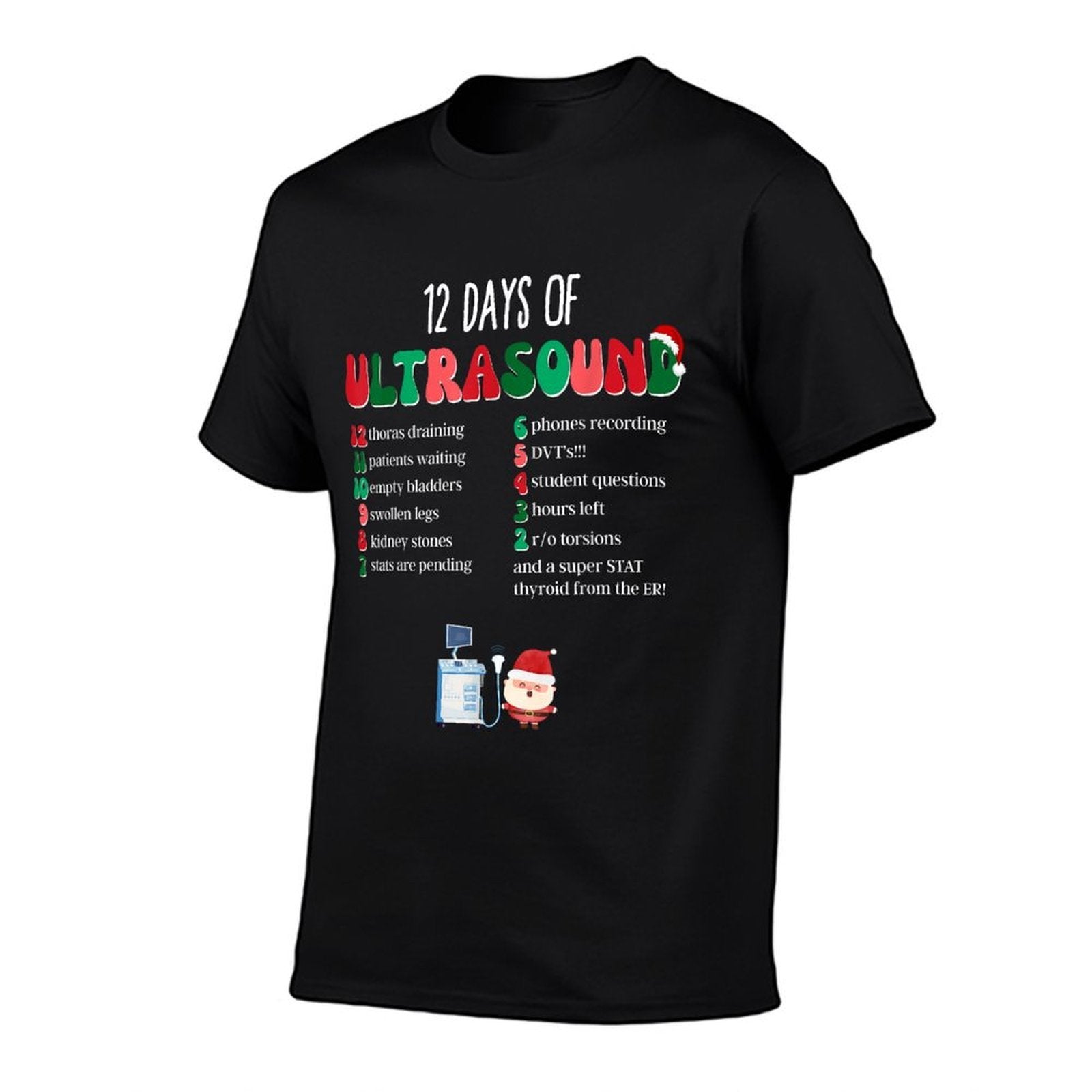 12 Days Of Ultrasound Tech Sonographer Christmas Women Men  Oversized Silhouette T-Shirt
