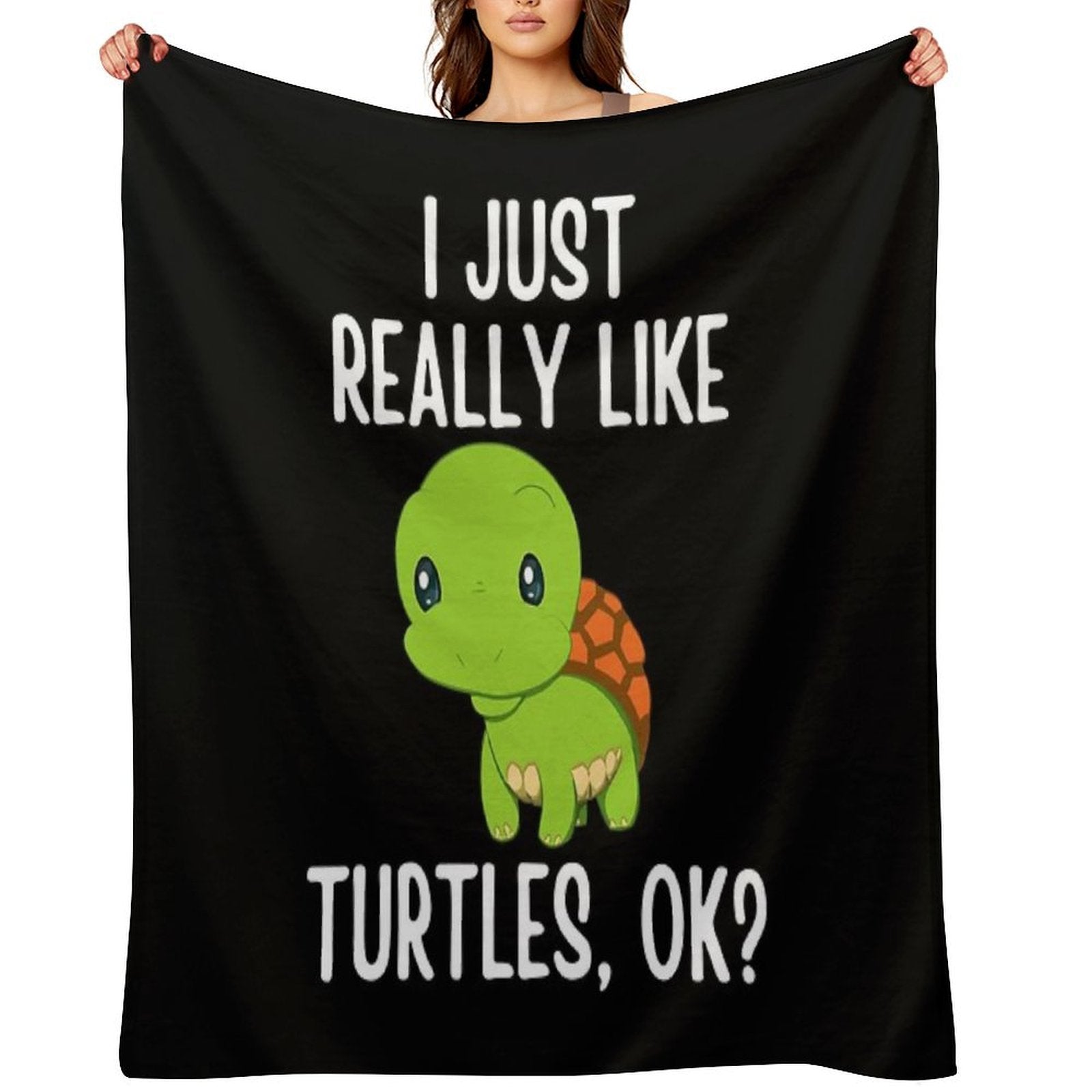 I Just Really Like Turtles, OK Easy Care Throw Blanket