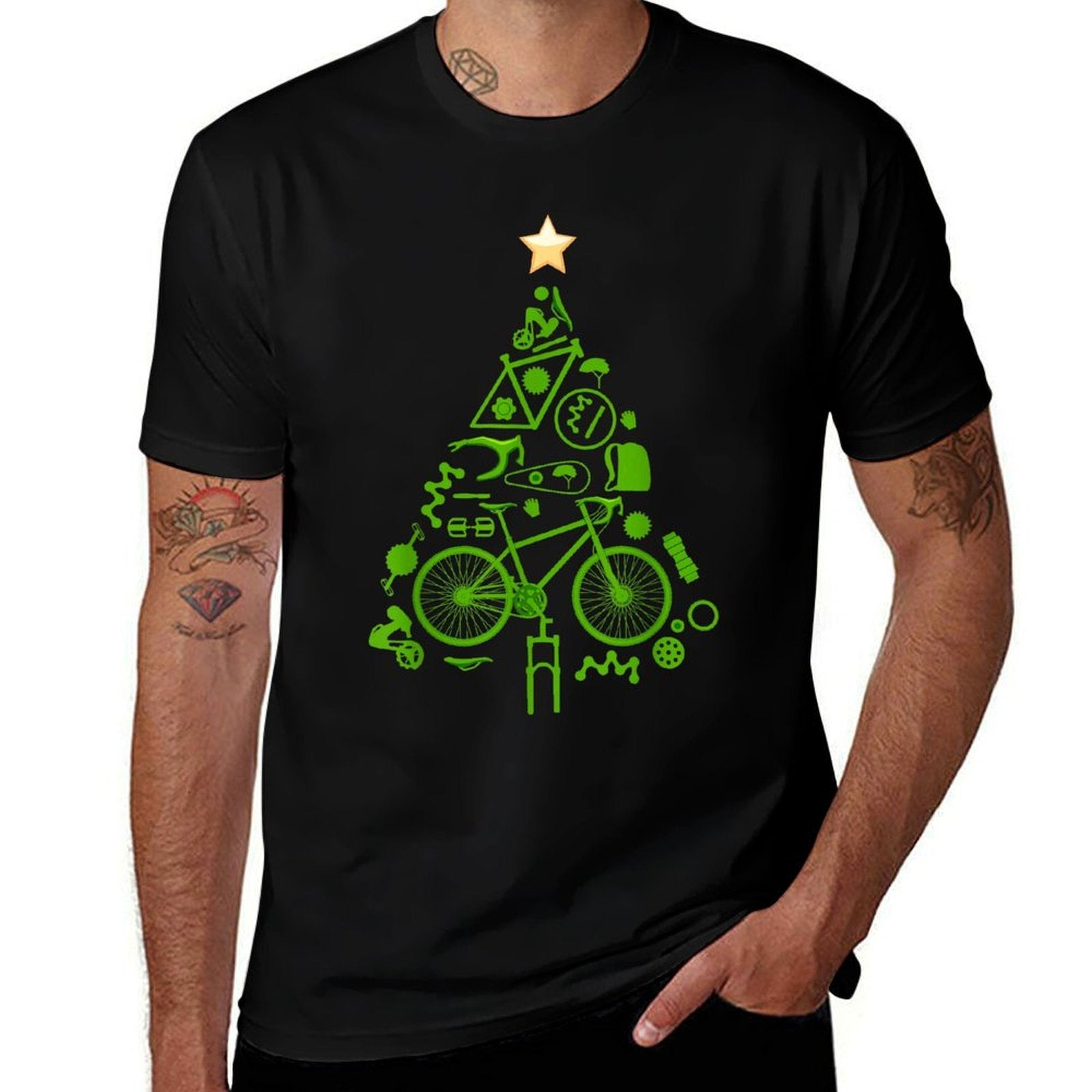 Bicycle Christmas Tree for Cyclists, Road Bikes, Triathlon  Tagless Design T-Shirt