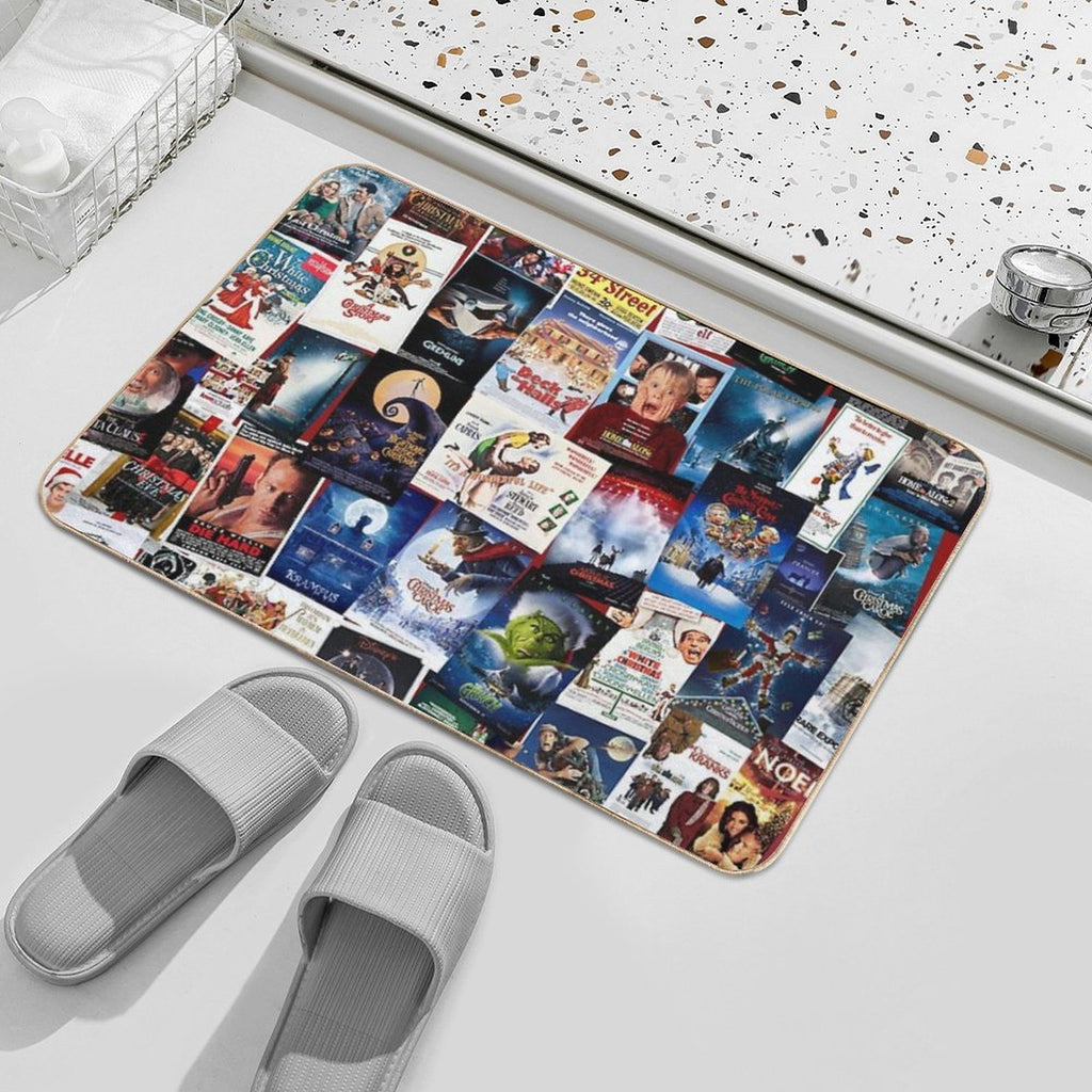 Christmas Film Collage  Dirt-Trapping Bath Mat