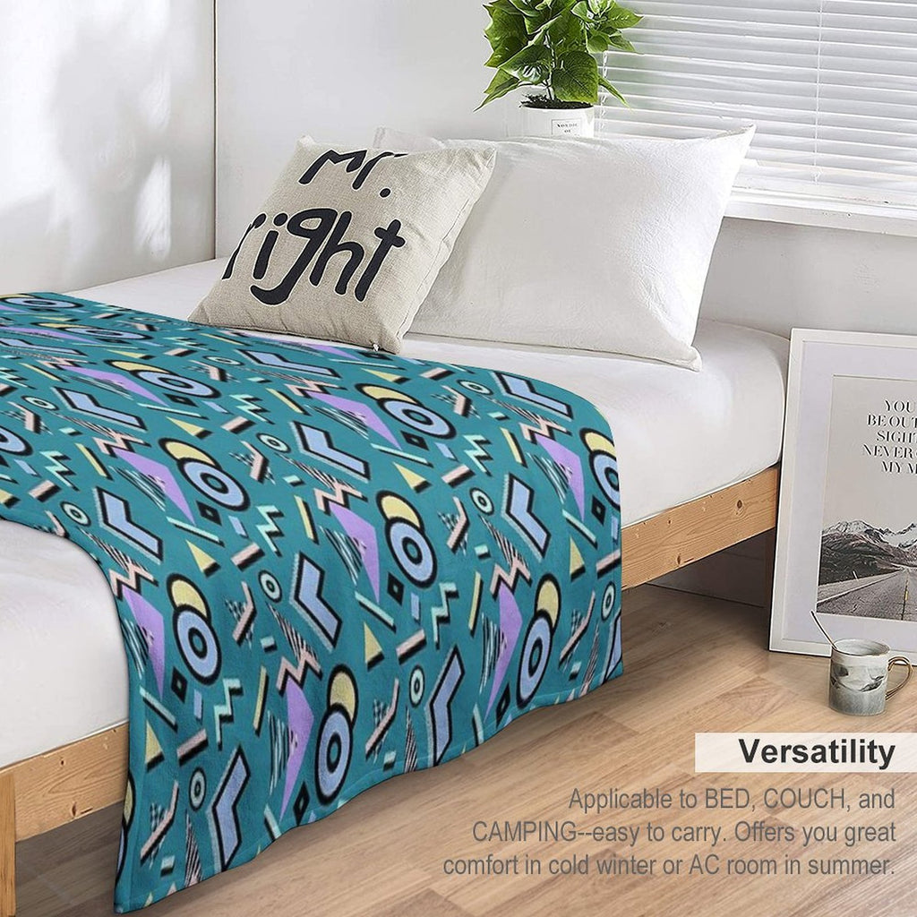 80s Pattern Vaporwave Memphis Pastel Squiggles Gift-ready Throw Blanket