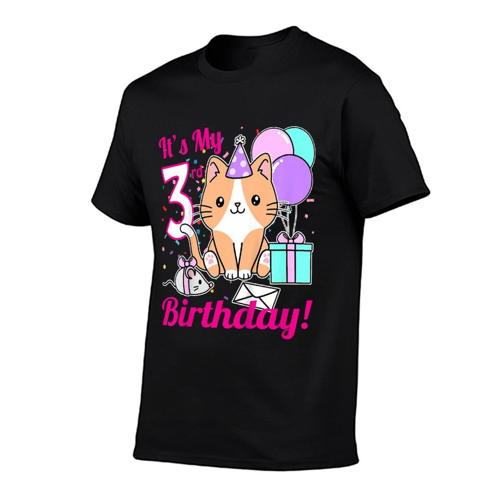 Kids Its My 3rd Birthday Girl Kitty Cat Theme Party (three)  Slim-fit Cut T-Shirt