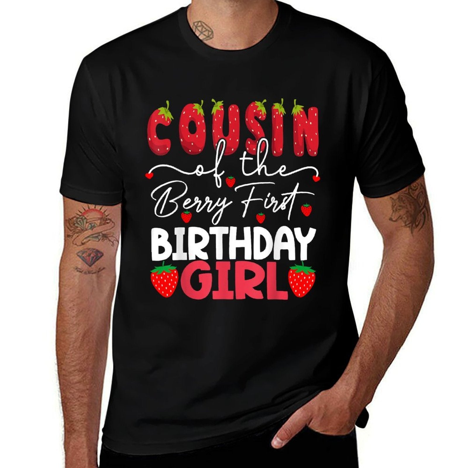 Cousin Of The Berry First Birthday Girl Strawberry  Easy-care T-Shirt