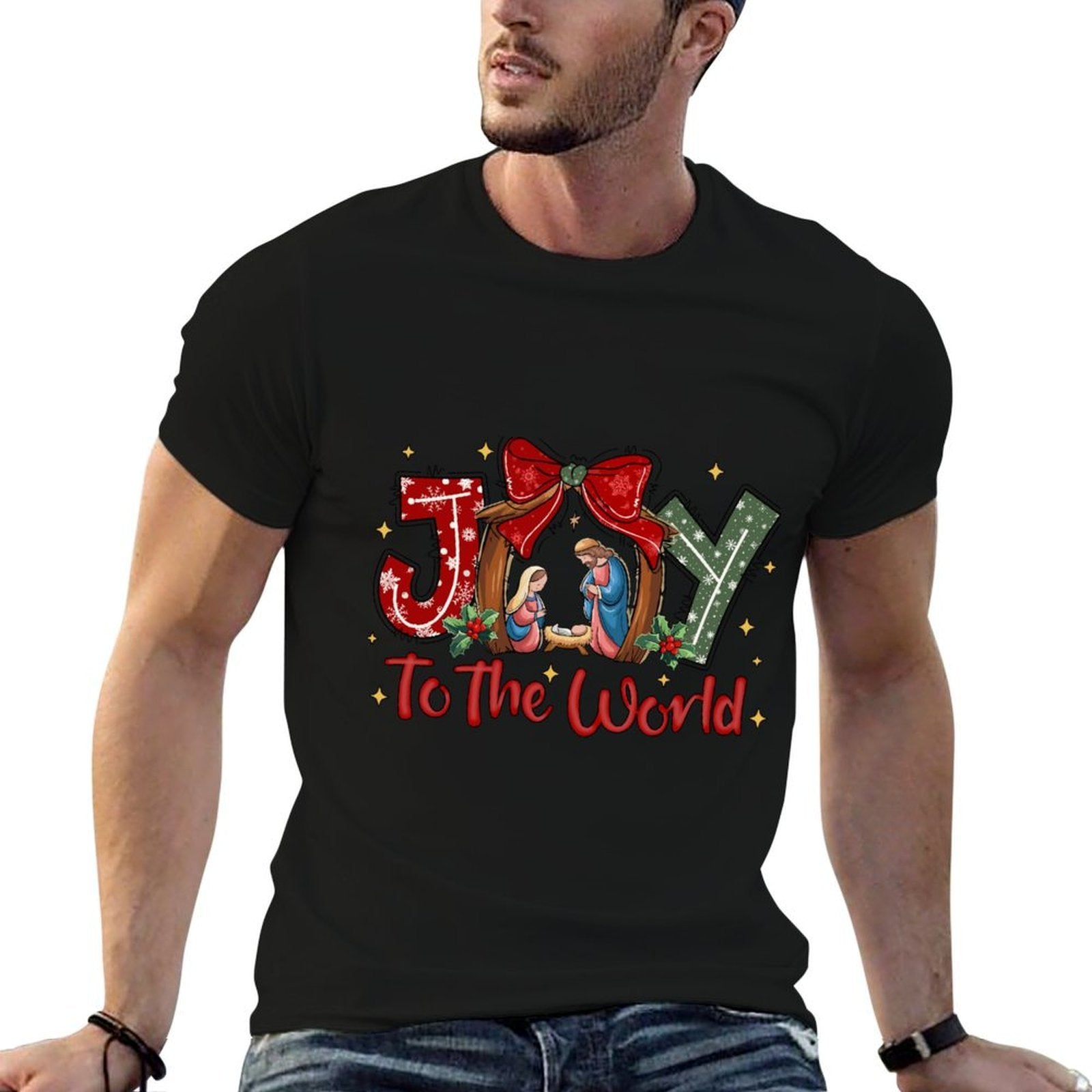 Joy To The World Christian Christmas Nativity Baby Jesus  Relaxed-fit T-Shirt