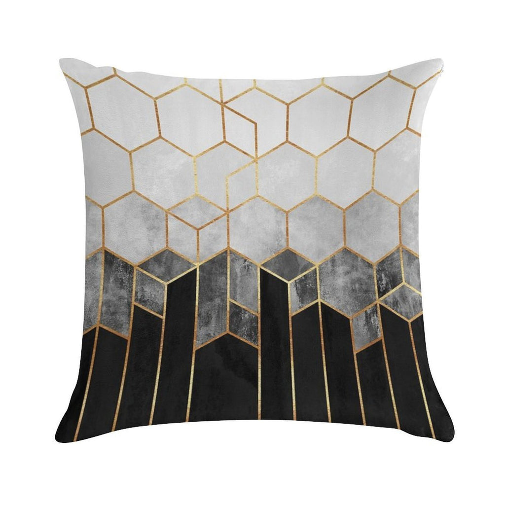 Charcoal Hexagons Soft Warmth Comfort Throw Pillow