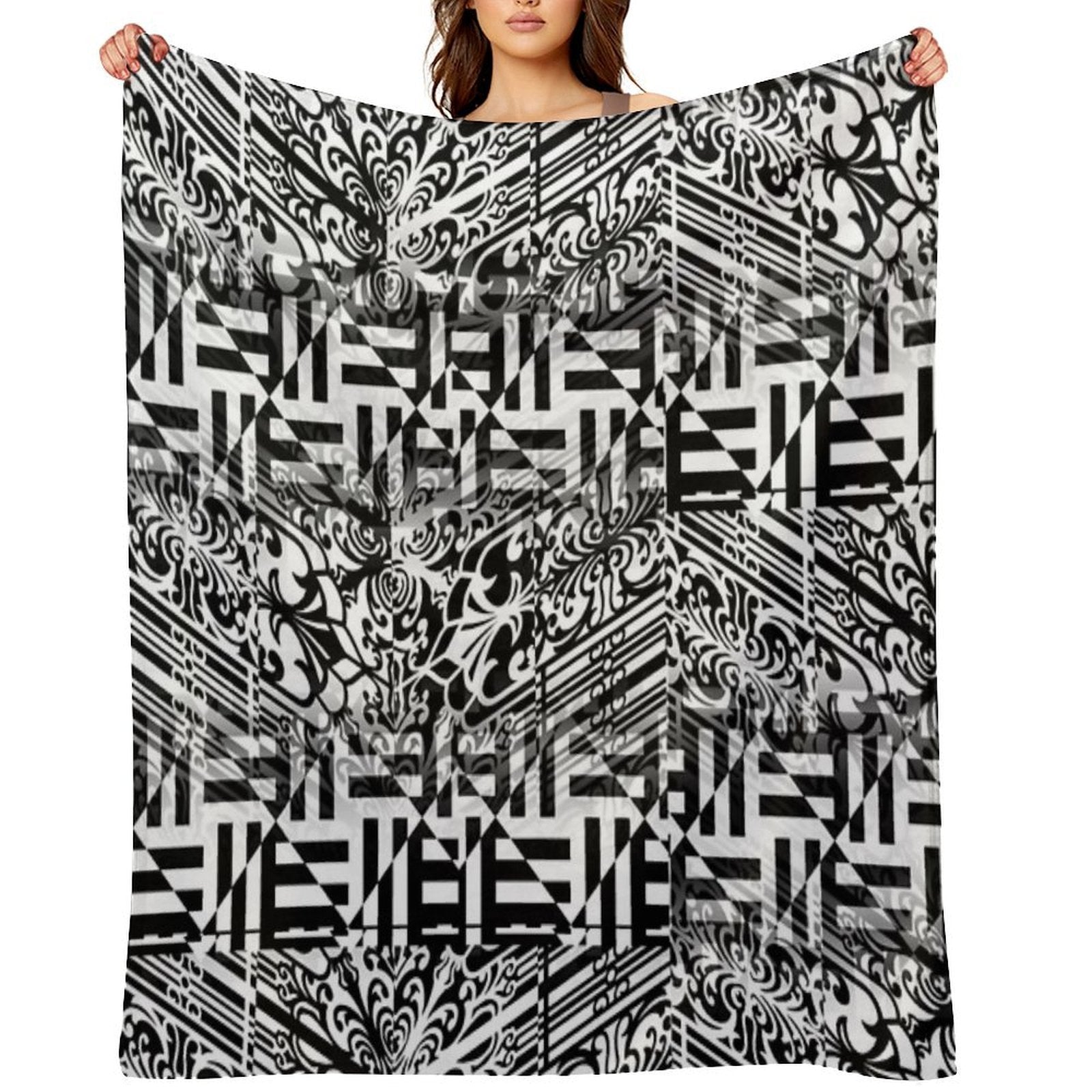 Black And White Madness Versatility Throw Blanket