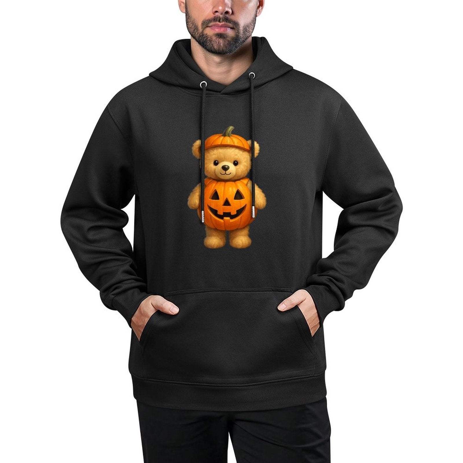 Cute Halloween Teddy Bear Pumpkin Costume Funny Easy Care Hoodie