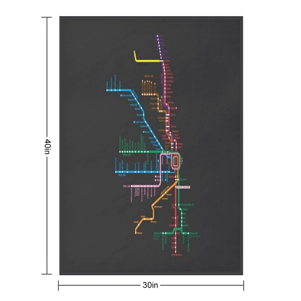 Chicago Trains Map All-season Throw Blanket