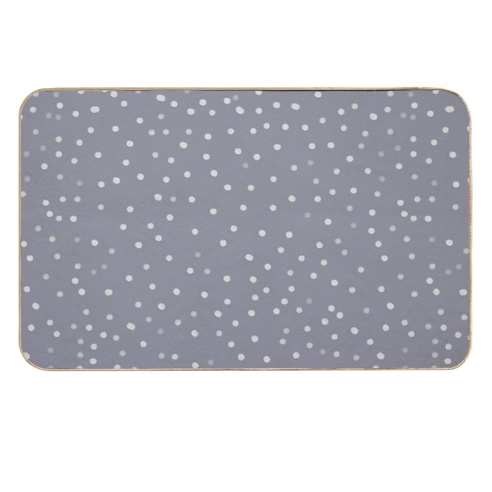 Blue Grey And White Color Polka Dots Design  Easy To Clean Bath Mat