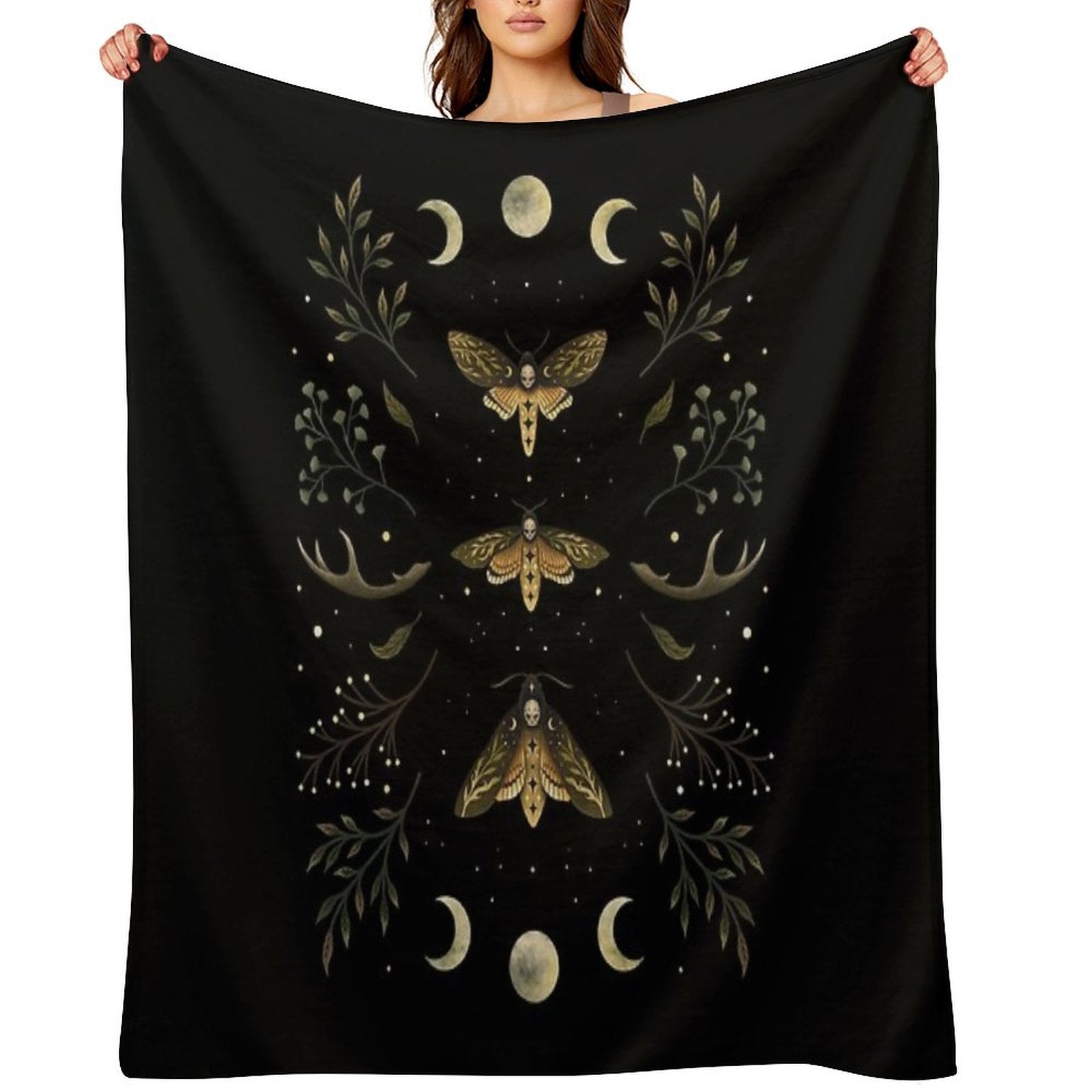 Death Head Moths Night Quick-dry Throw Blanket