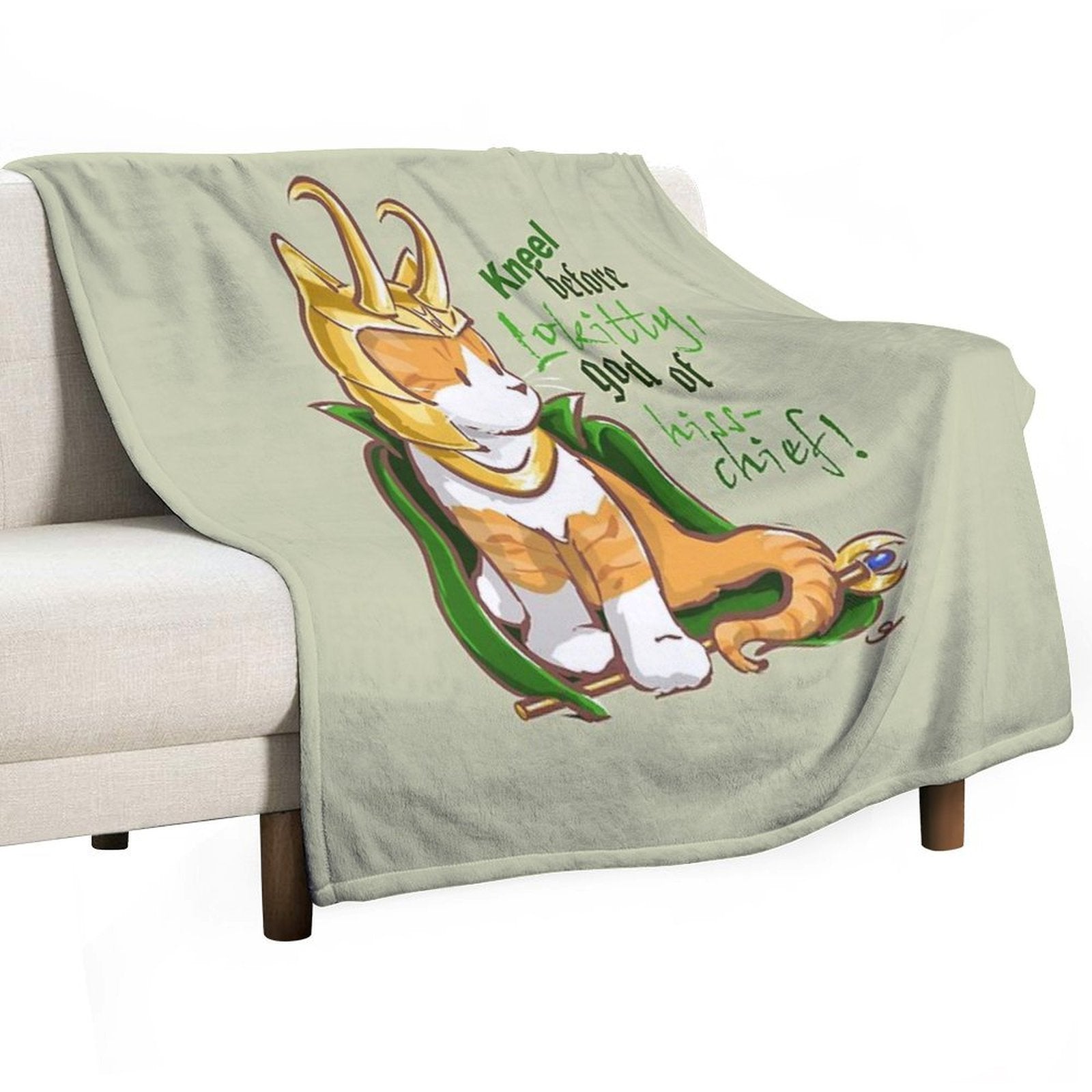 Kneel Before Lokitty! (chibi Version) Eco-conscious Throw Blanket
