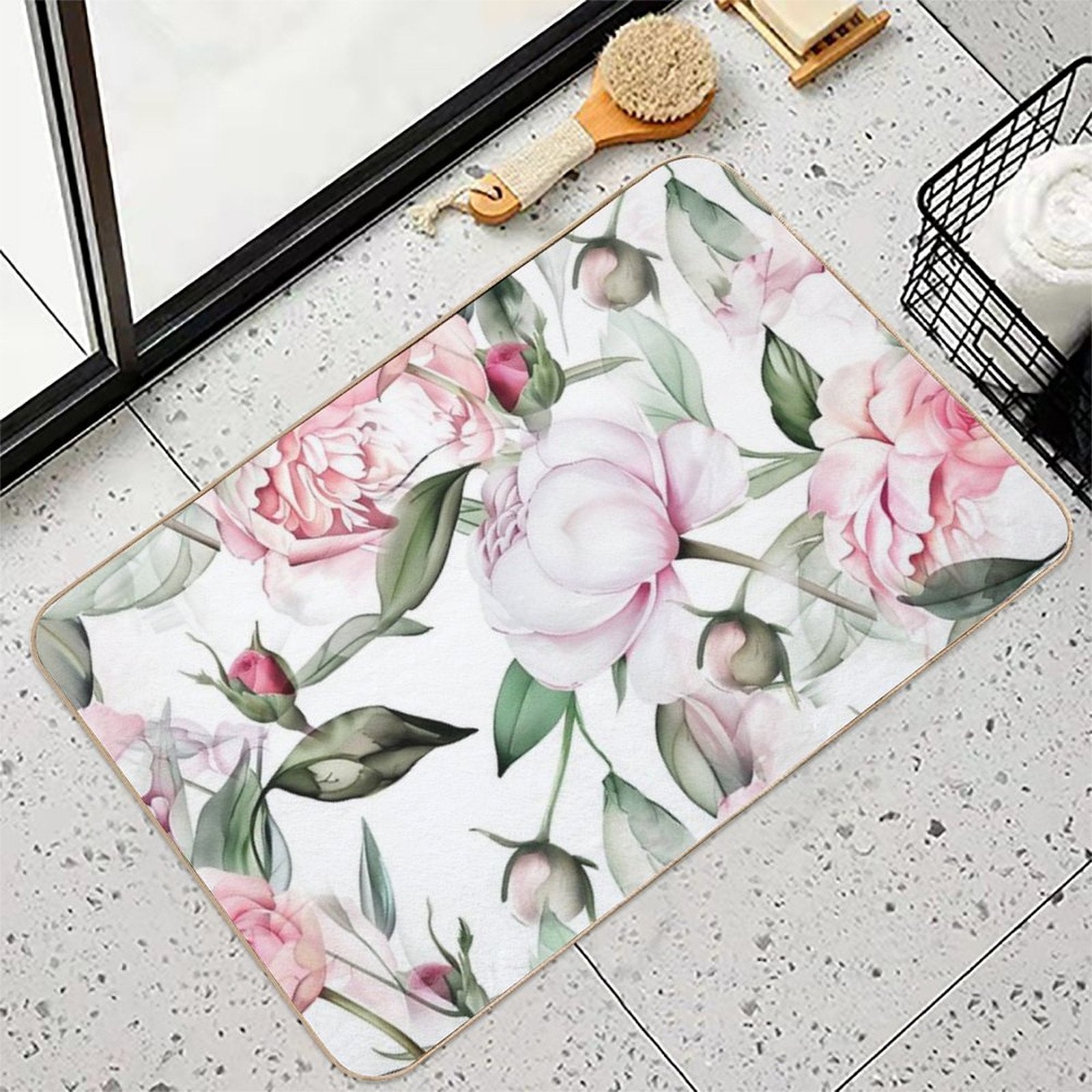 Roses Flowers Nature #pattern #nature  Non-Slip Bath Mat