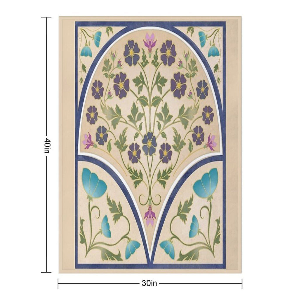 Art Nouveau Morning Glory Garden Plush Throw Blanket