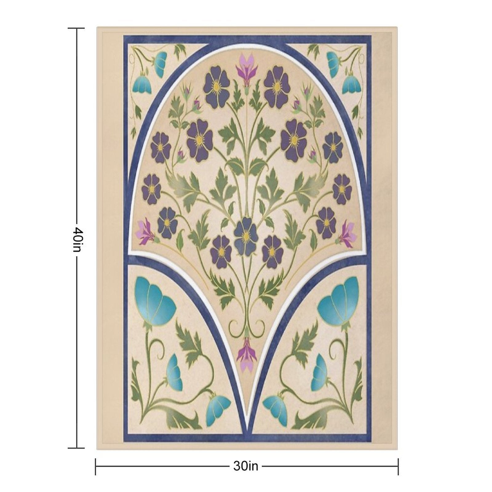 Art Nouveau Morning Glory Garden Plush Throw Blanket