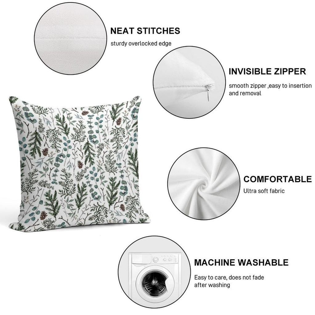 Pine And Eucalyptus Greenery Soft Warmth Comfort Throw Pillow