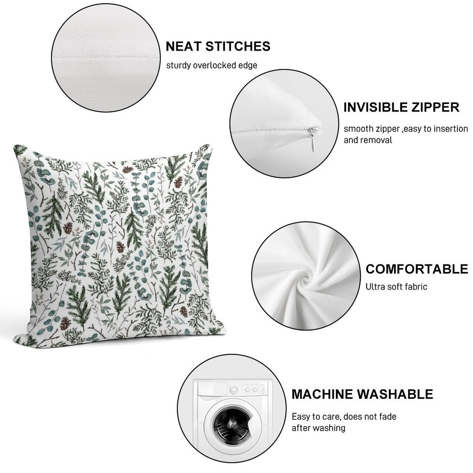Pine And Eucalyptus Greenery Soft Warmth Comfort Throw Pillow