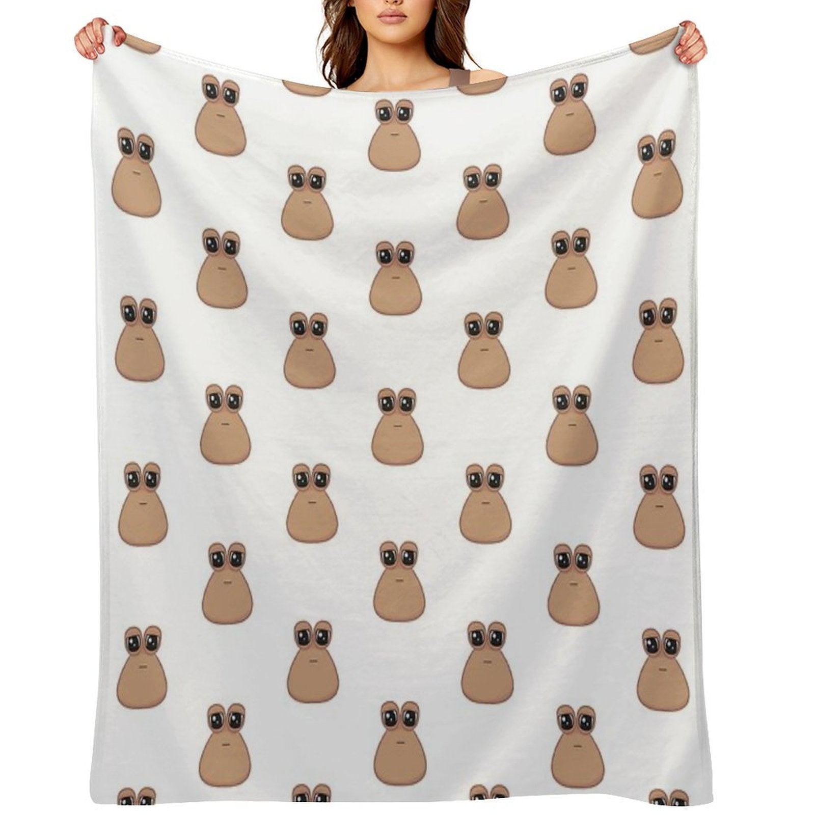Sad Cute Little Cursed Pou Easy Care Throw Blanket
