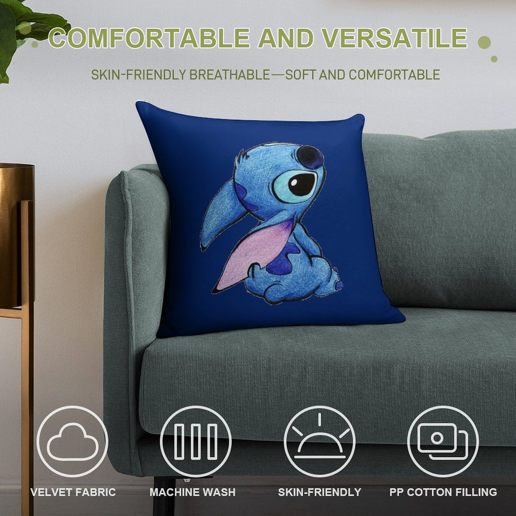 Cute Stitch ! Soft Reinforced Edging Throw Pillow