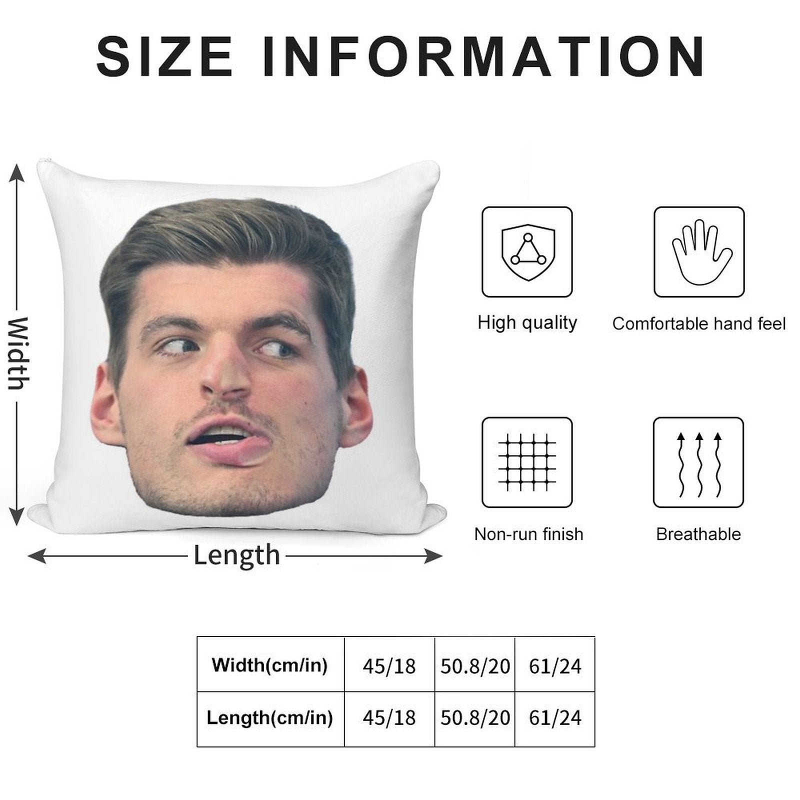 Max Verstappen Face Soft Shrink-Resistant Throw Pillow