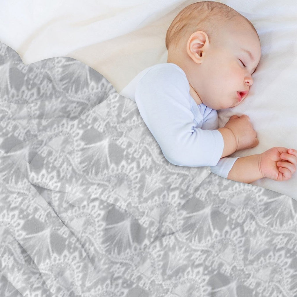 Stegosaurus Lace - White Plush Throw Blanket